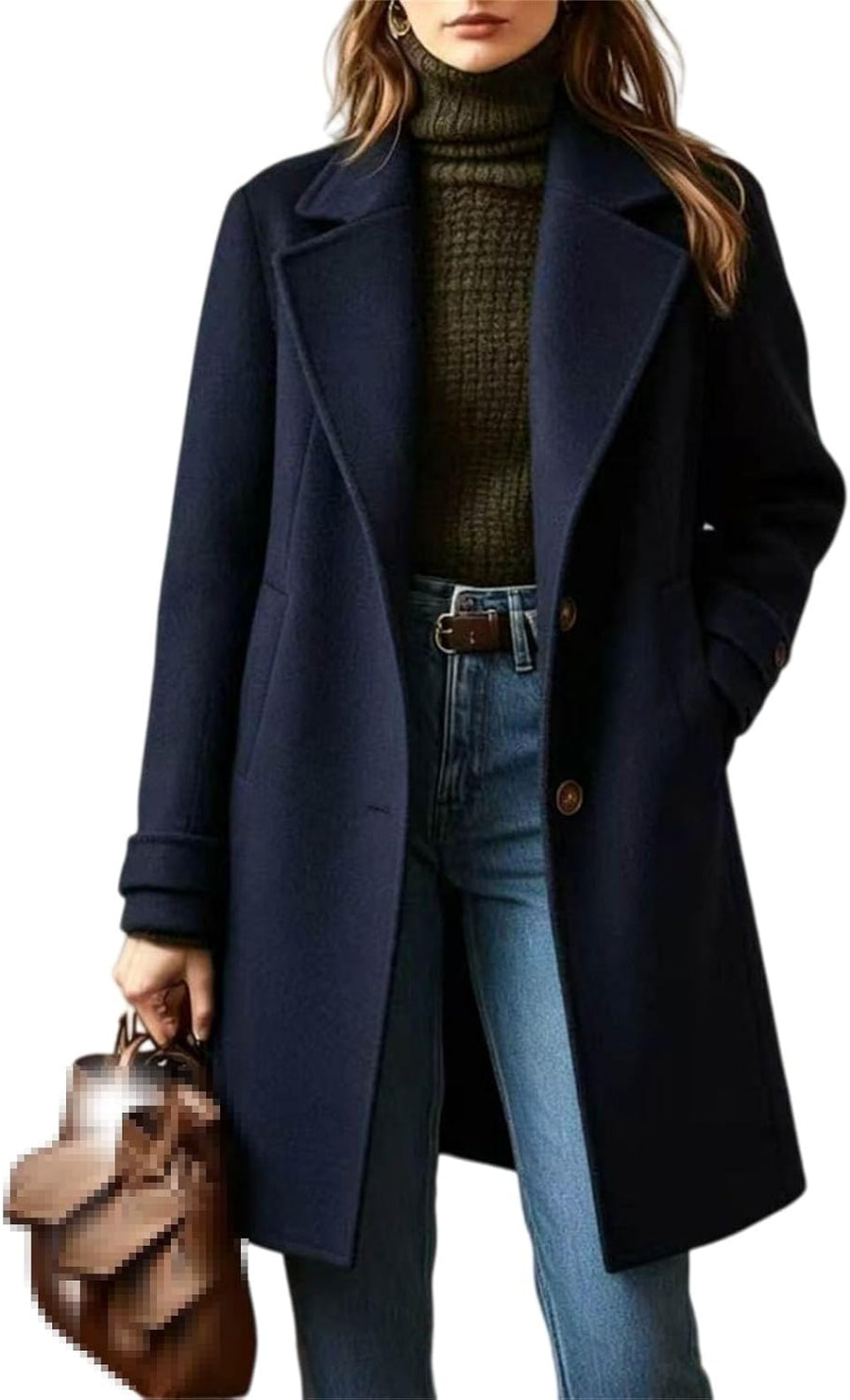Varga | Kockovaný kabát pre ženy - Tmavomodrá