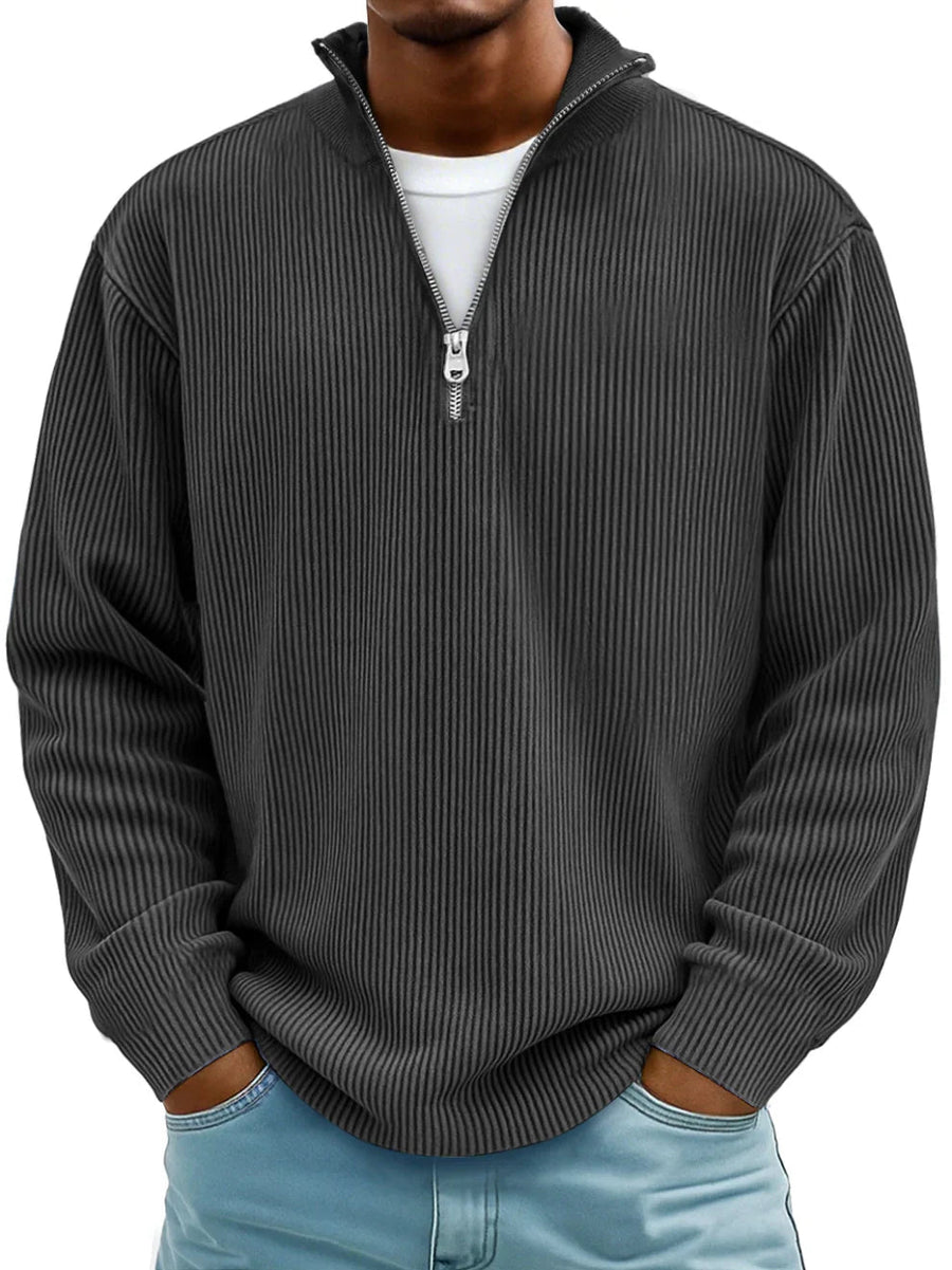 Varga | Pull Col Zippé Côtelé Marc