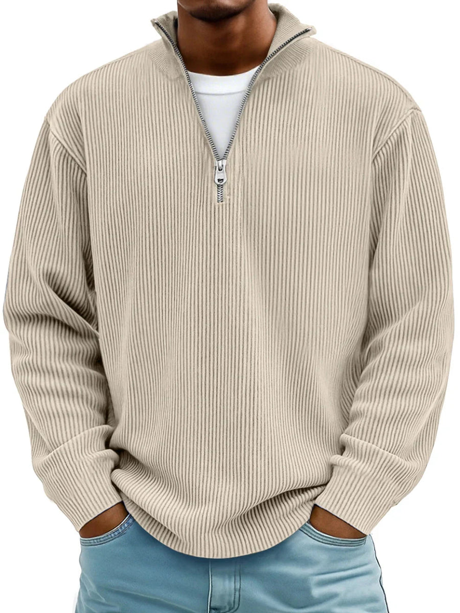 Varga | Pull Col Zippé Côtelé Marc