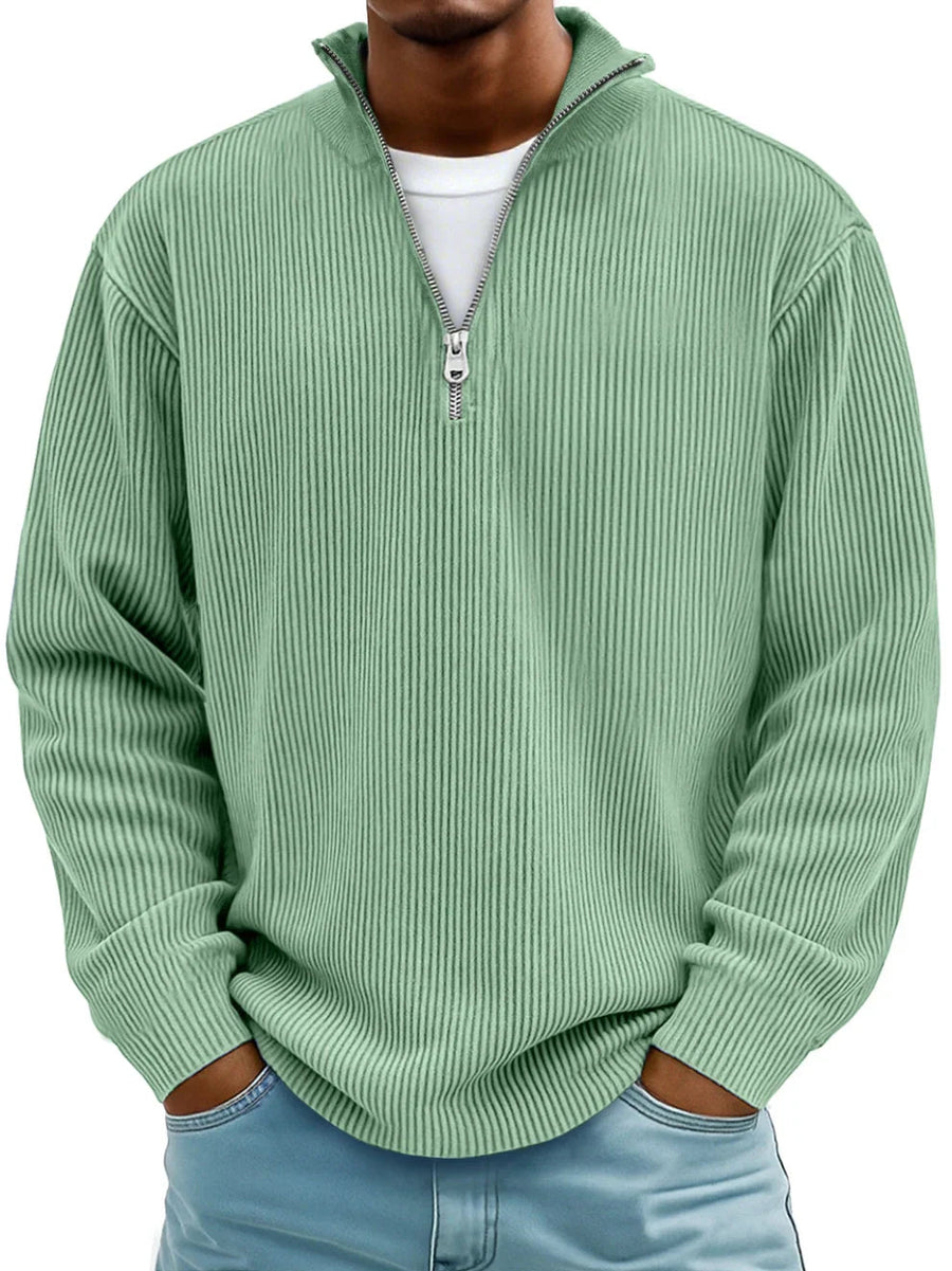 Varga | Pull Col Zippé Côtelé Marc