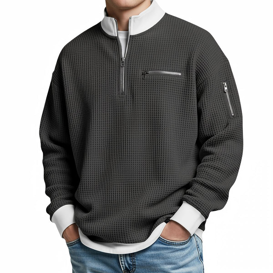 Varga | Pull gaufré à demi-zip court