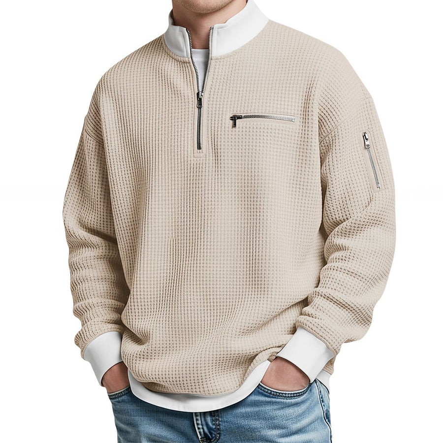 Varga | Pull gaufré à demi-zip court