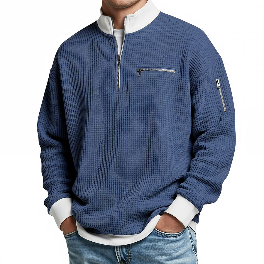 Varga | Pull gaufré à demi-zip court