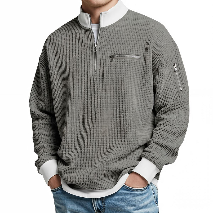 Varga | Pull gaufré à demi-zip court
