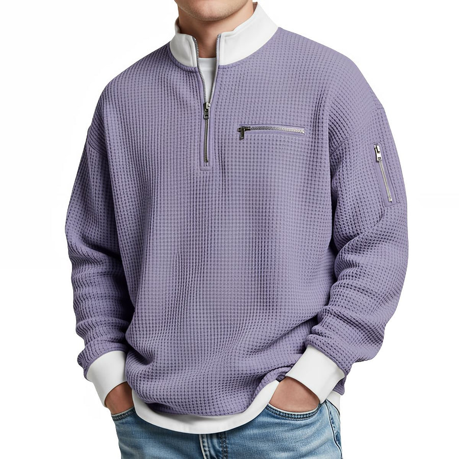 Varga | Pull gaufré à demi-zip court
