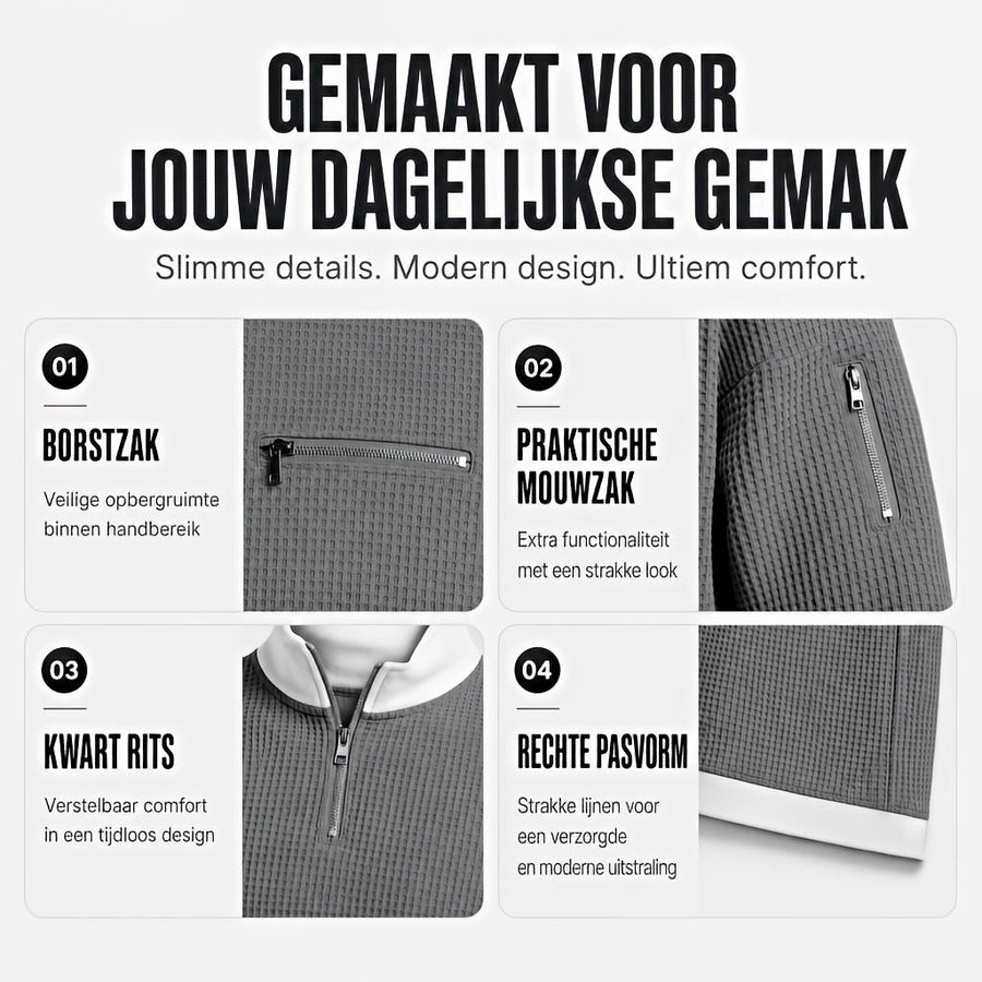 Varga | Pull gaufré à demi-zip court