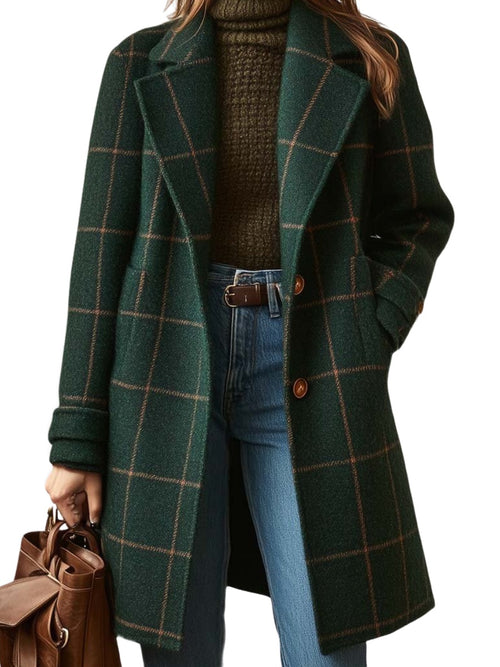 Varga | Abrigo a cuadros para mujer - Verde a cuadros