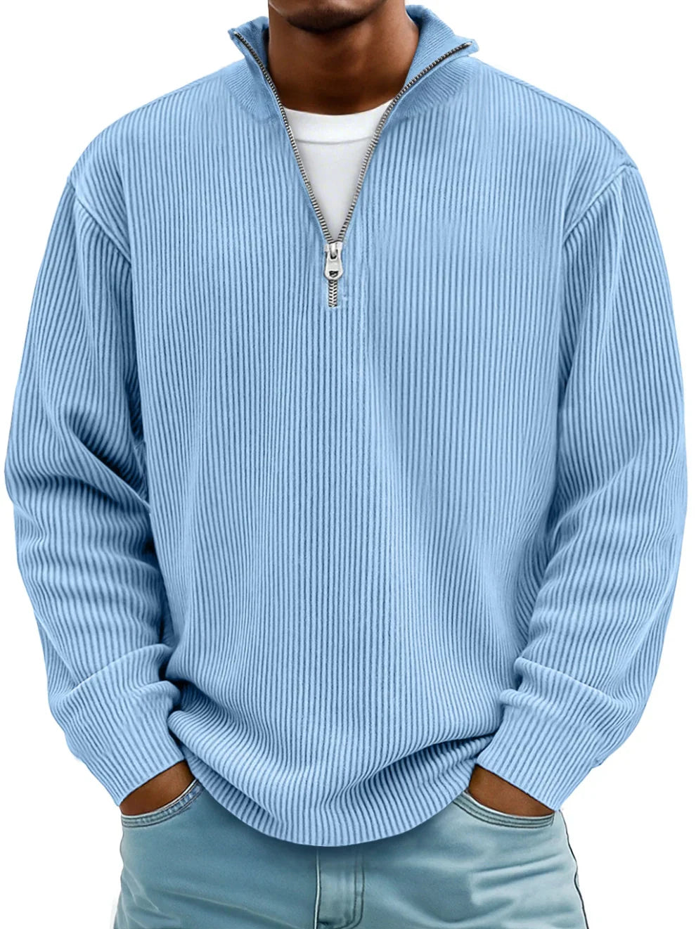 Varga | Pull Col Zippé Côtelé Marc