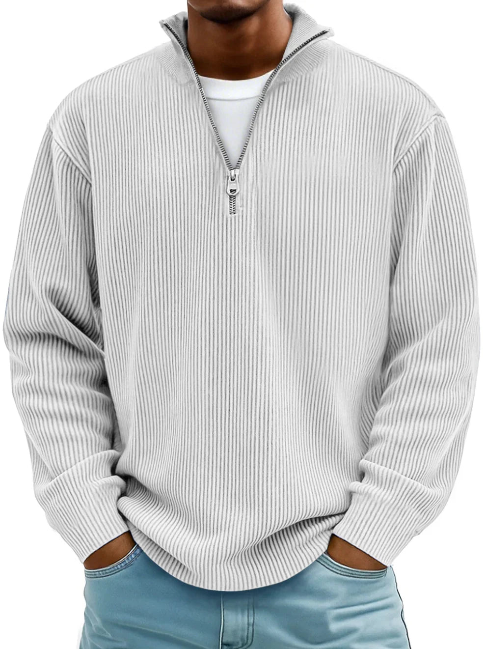 Varga | Pull Col Zippé Côtelé Marc