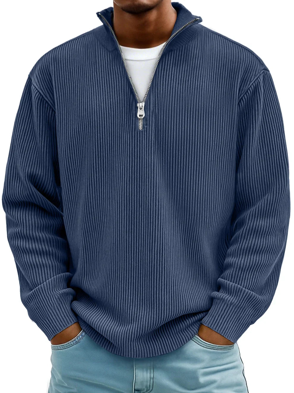 Varga | Pull Col Zippé Côtelé Marc