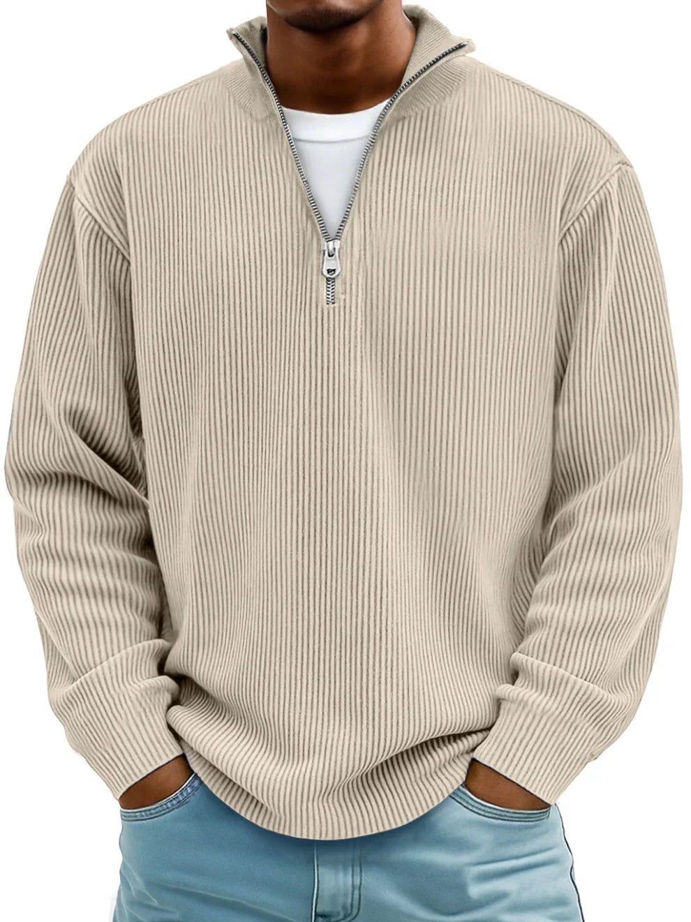 Varga | Pull Col Zippé Côtelé Marc