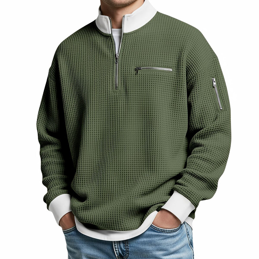 Varga | Pull gaufré à demi-zip court