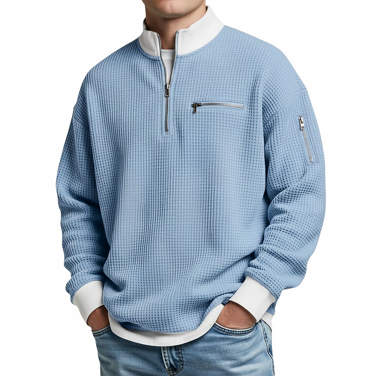 Varga | Pull gaufré à demi-zip court