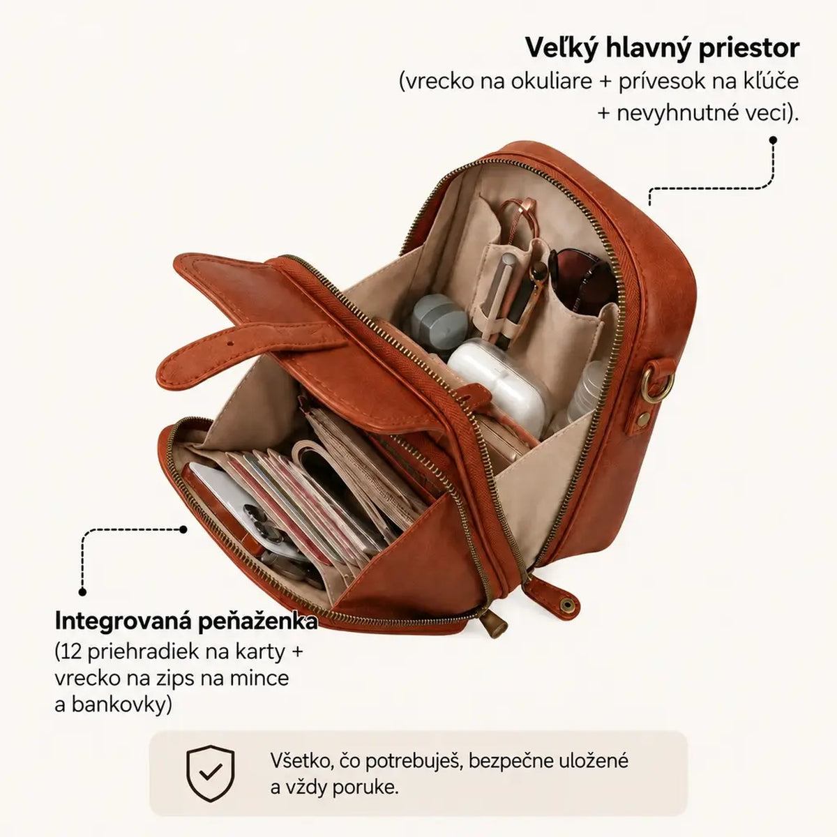 Veľká taška cez plece Varga s organizovaným vnútorným priestorom