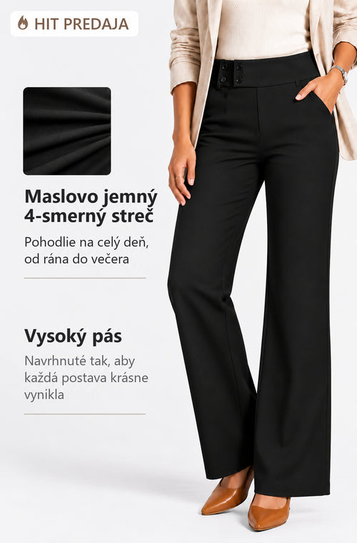Dámske strečové nohavice s vysokým pásom – pohodlie na celý deň