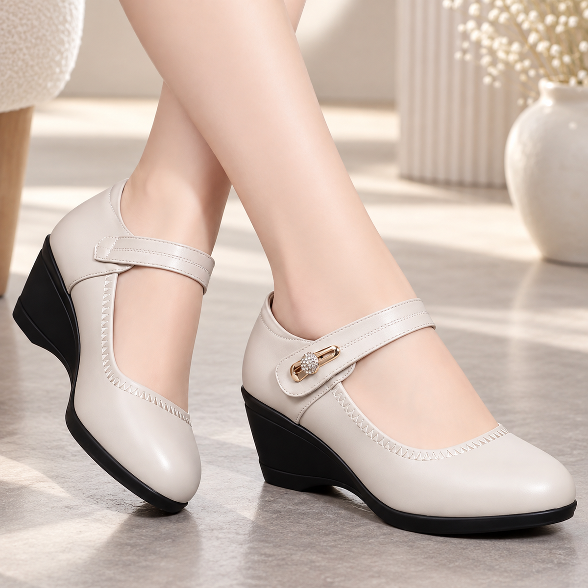 Varga | Orthopedic Leather Wedge Sandals