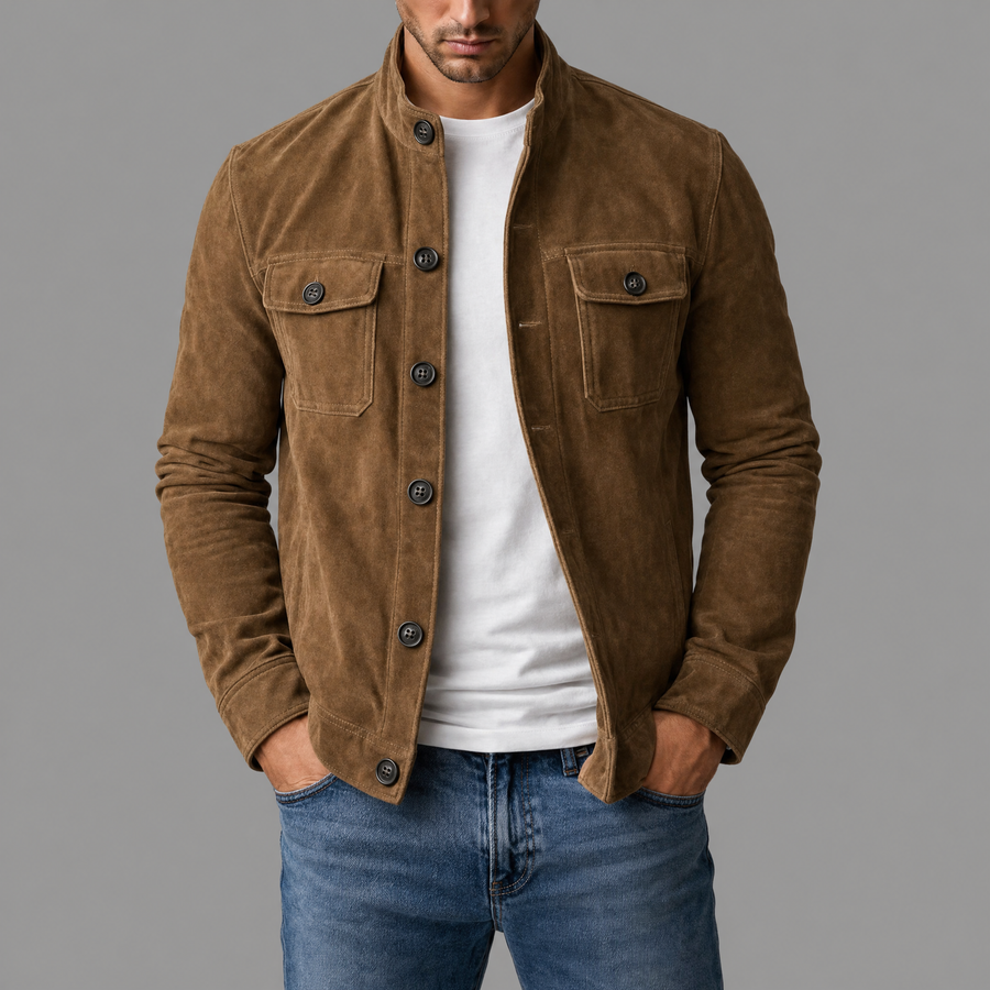 Varga | Premium Suede Bomber Jacket | opening-photo-gray