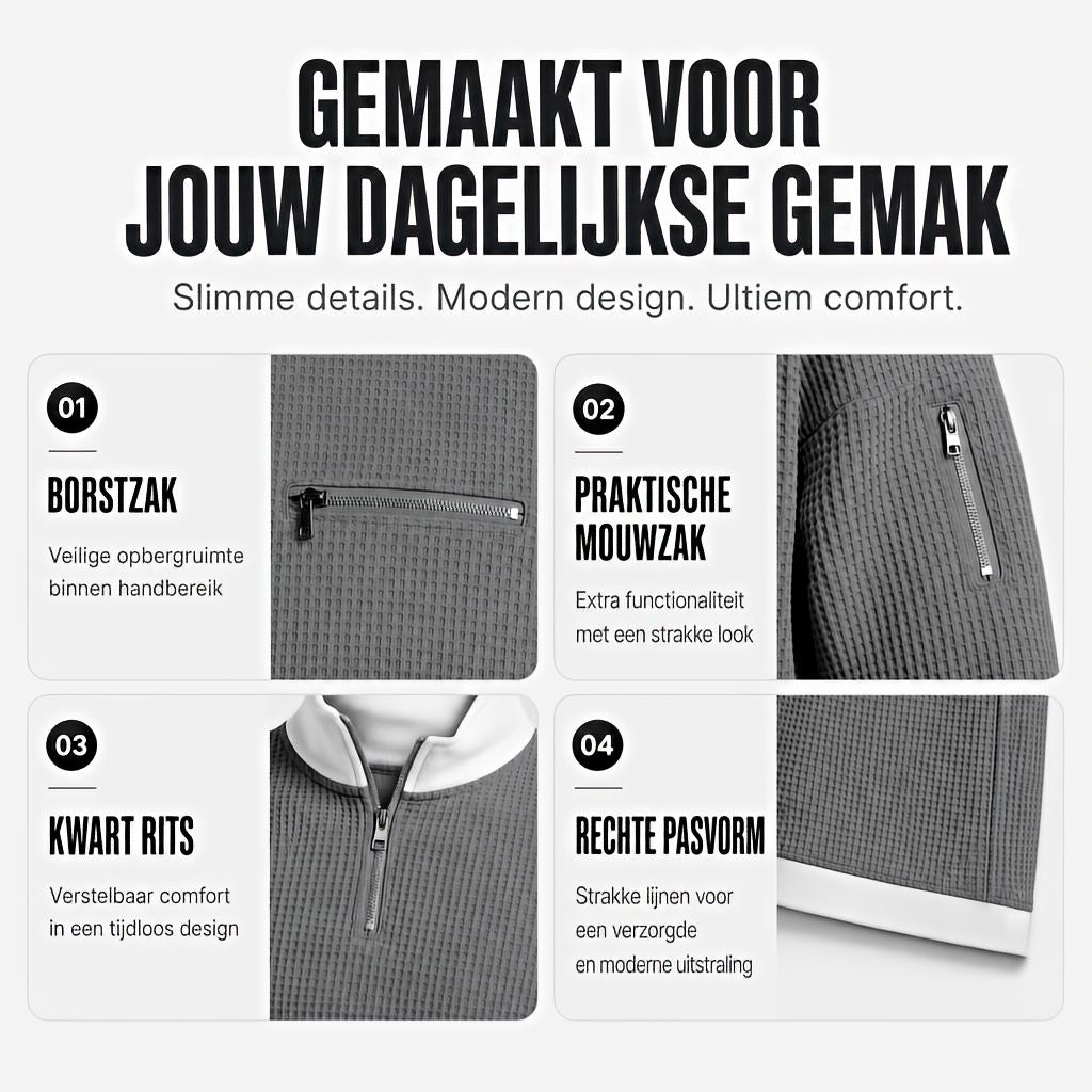 Varga | Pull gaufré à demi-zip court