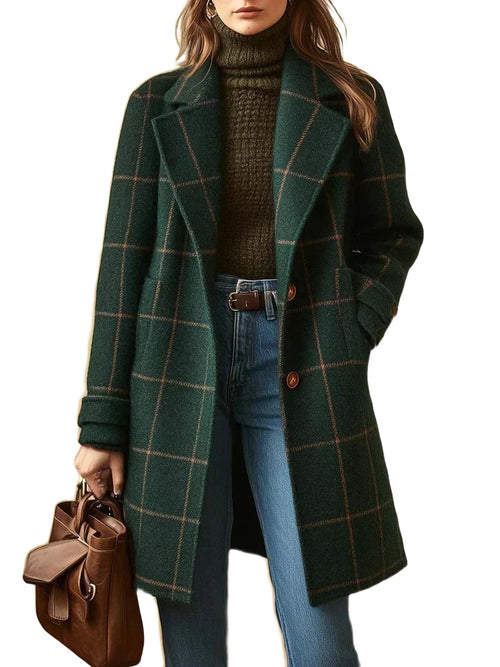 Varga | Abrigo a cuadros para mujer - Verde a cuadros