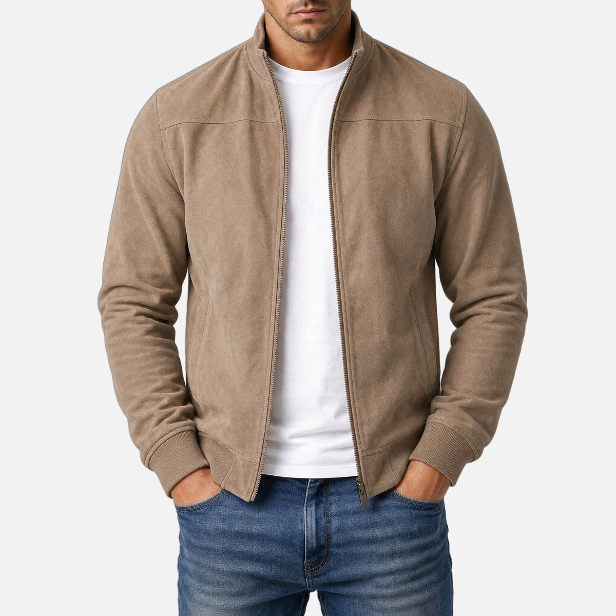 Varga | Handcrafted Suede Jacket | opening-photo-gray