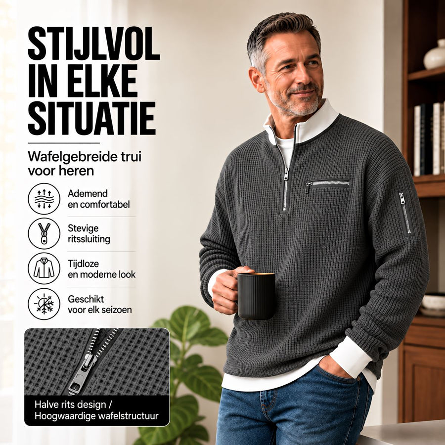 Varga | Pull gaufré à demi-zip court